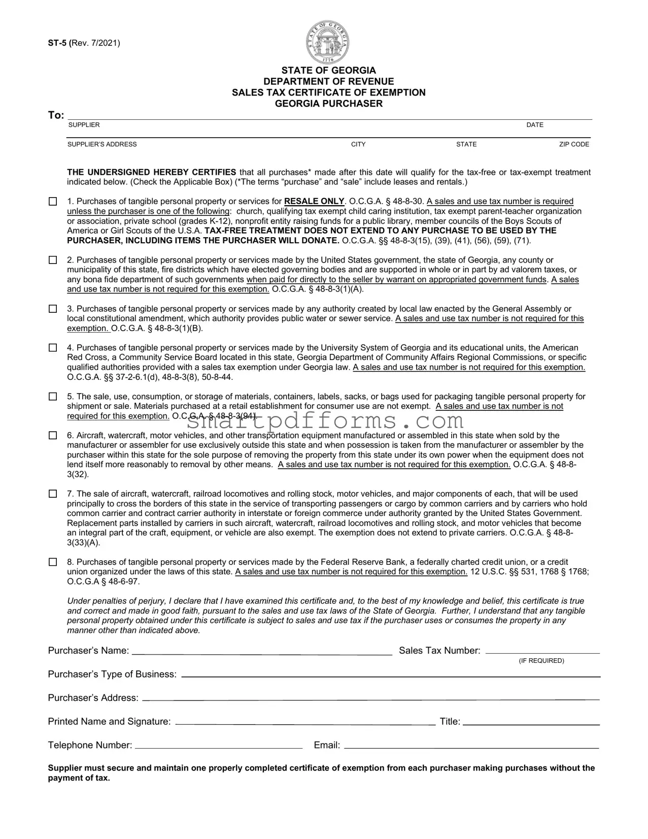 Blank Georgia St 5 PDF Template