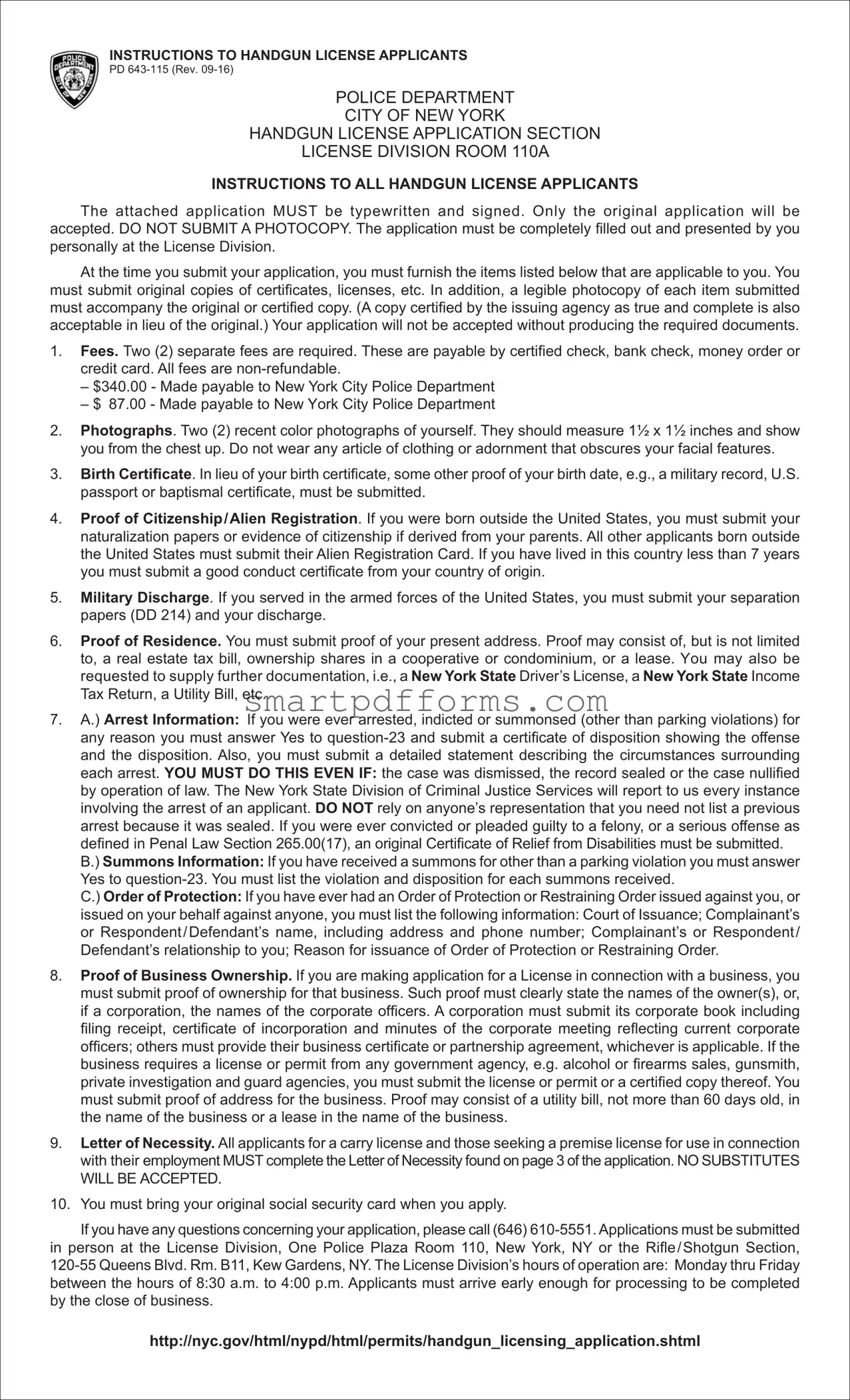 Blank Handgun Application PDF Template