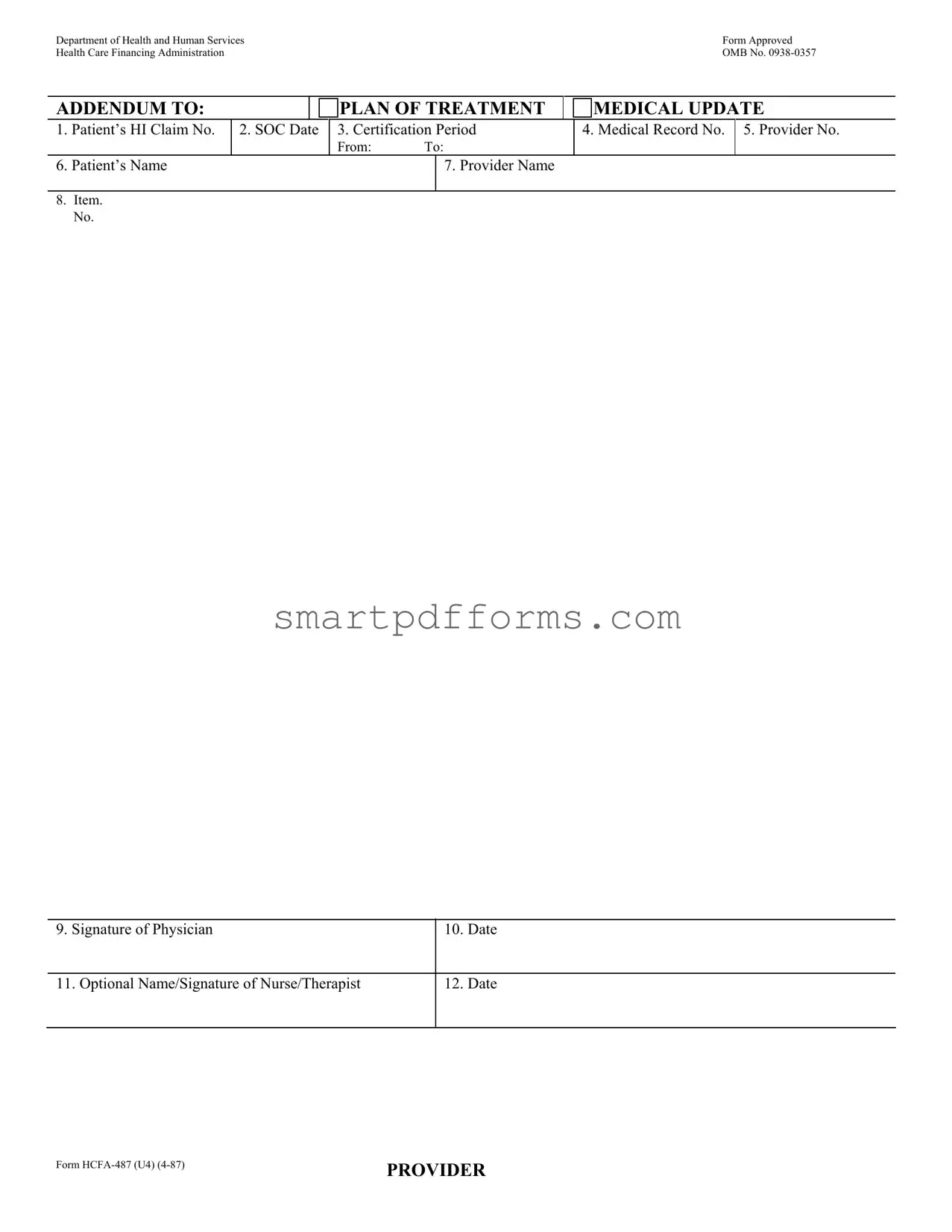 Blank Hcfa 487 PDF Template