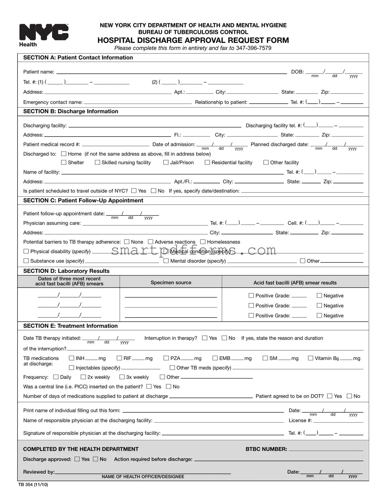 Blank Hospital Discharge Papers PDF Template