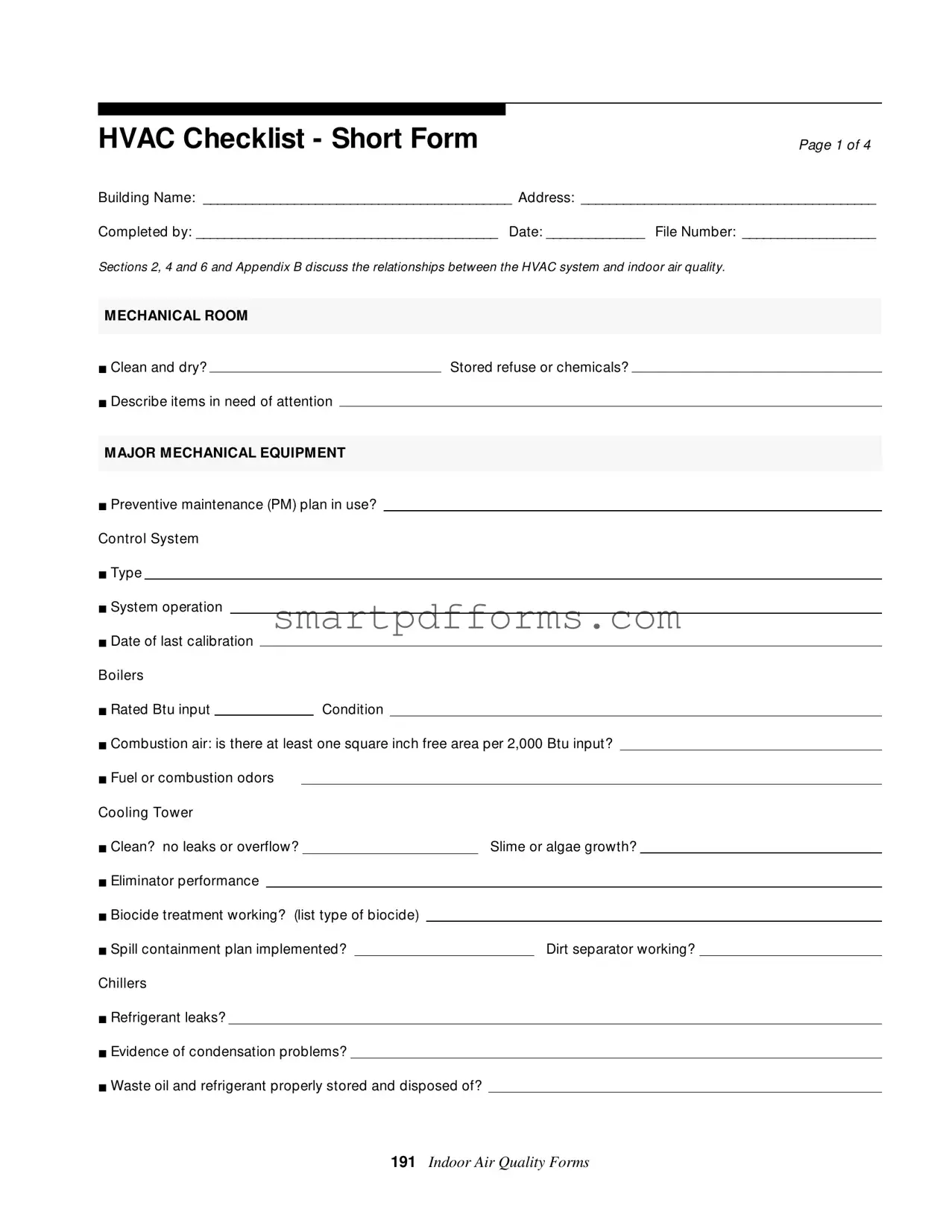 Blank Hvac Inspection Checklist PDF Template