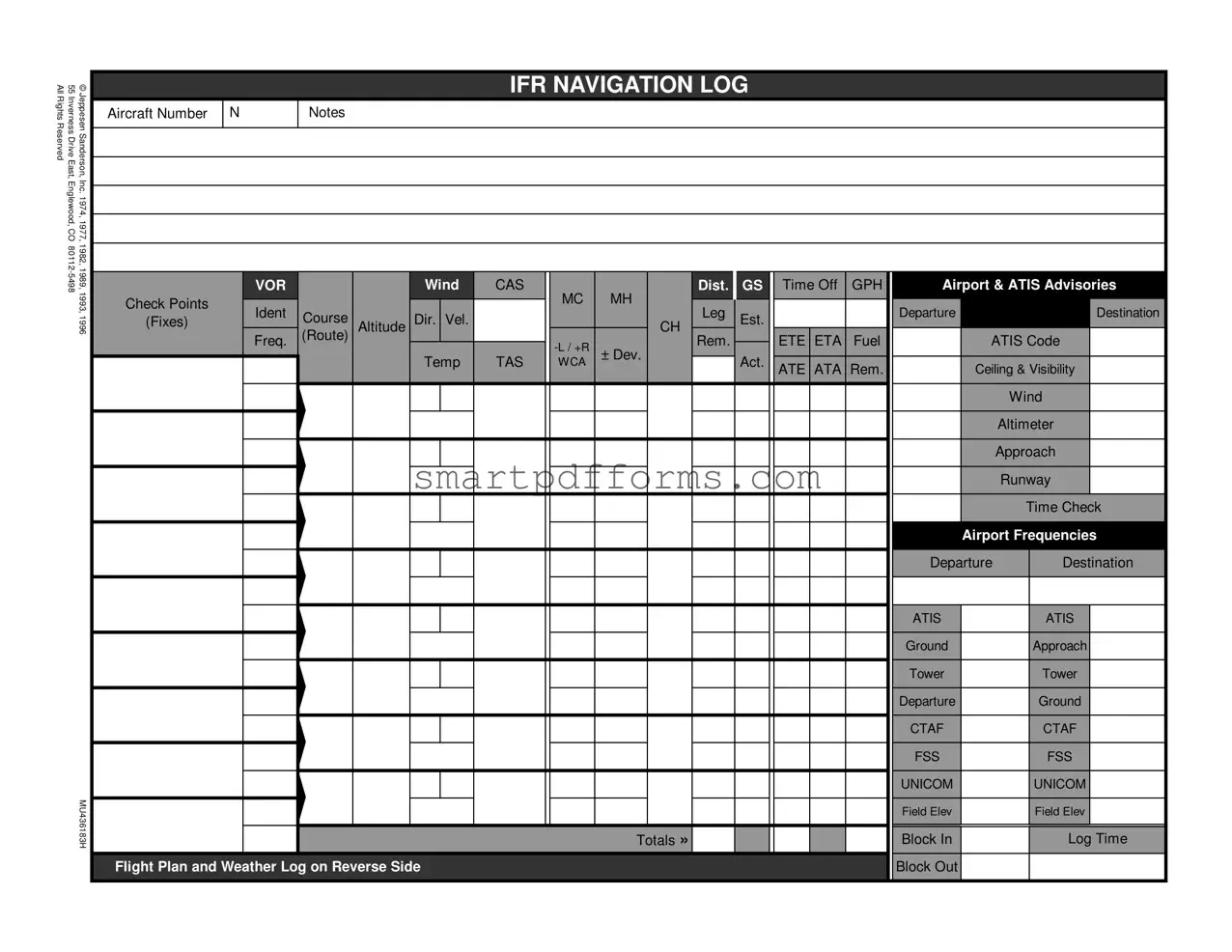 Blank Ifr Navigation Log PDF Template