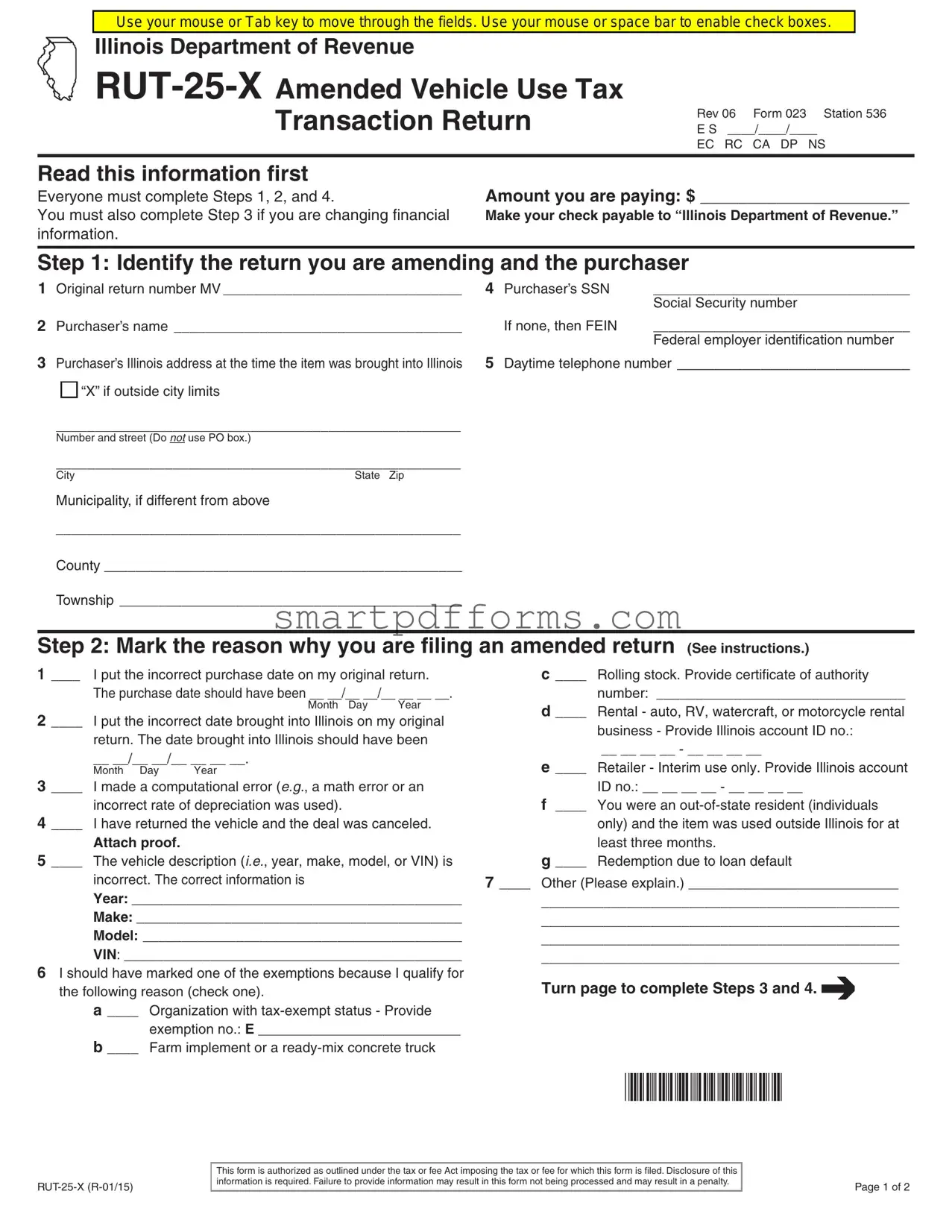 Blank Illinois Rut 25 X PDF Template