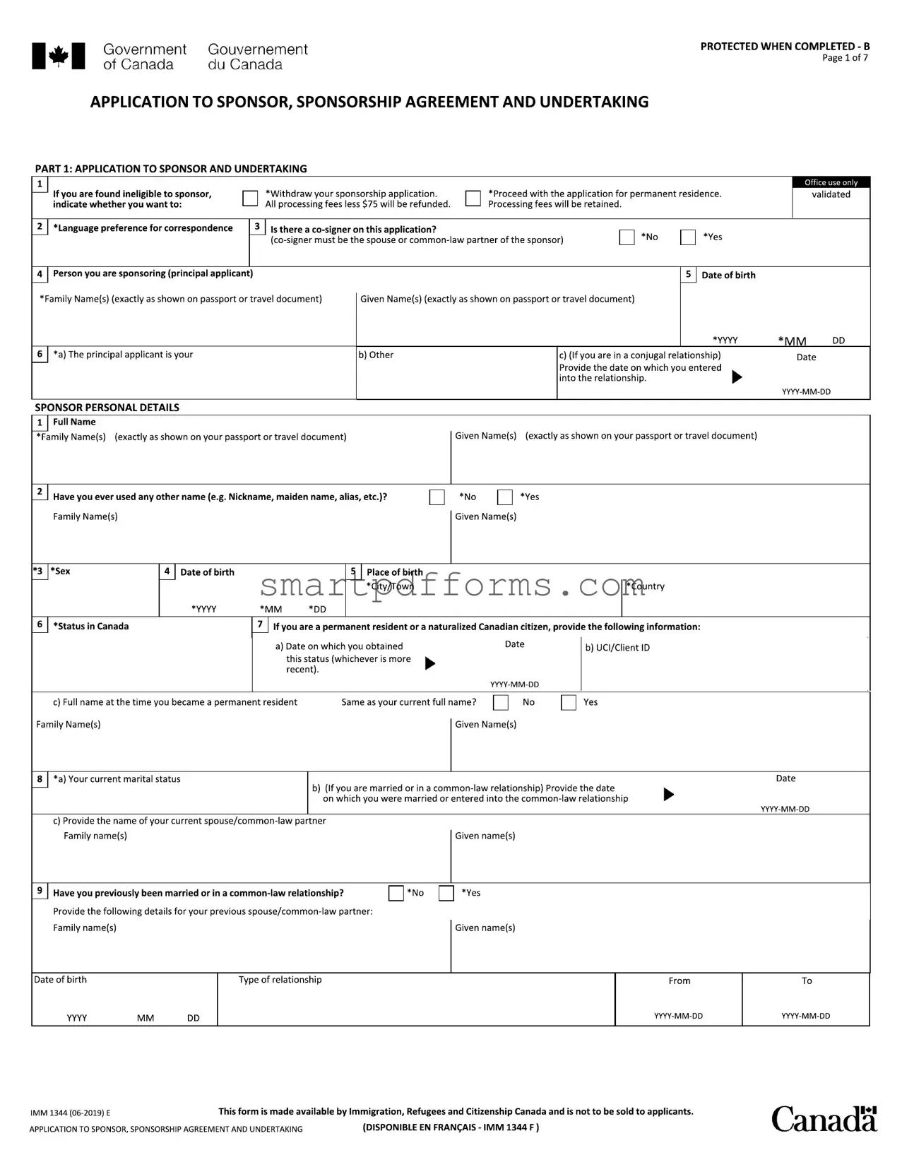 Blank Imm 1344 Application PDF Template