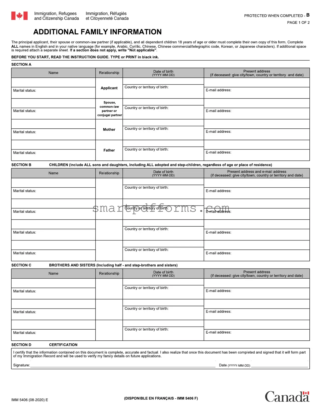 Blank Imm 5406E PDF Template