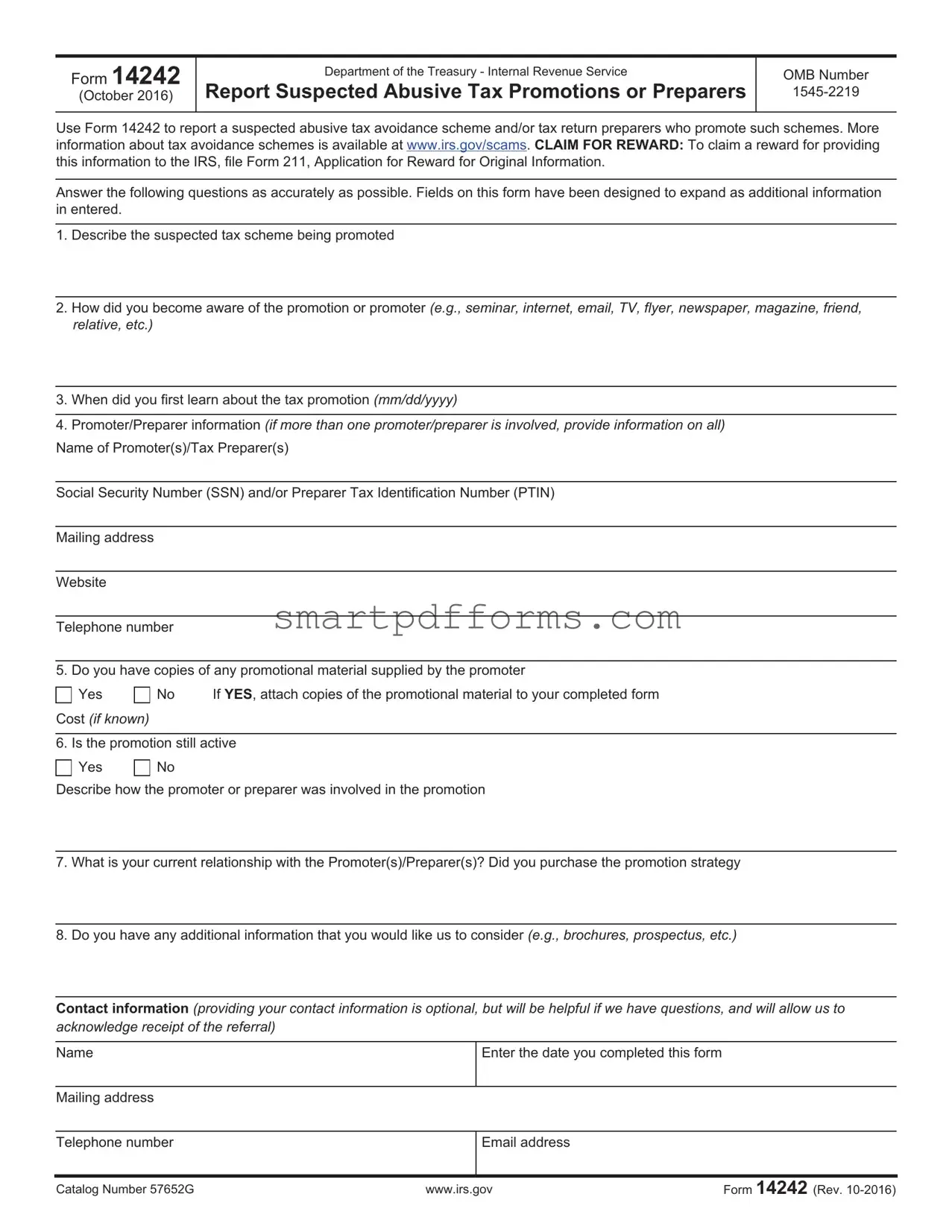 Blank Irs 14242 PDF Template
