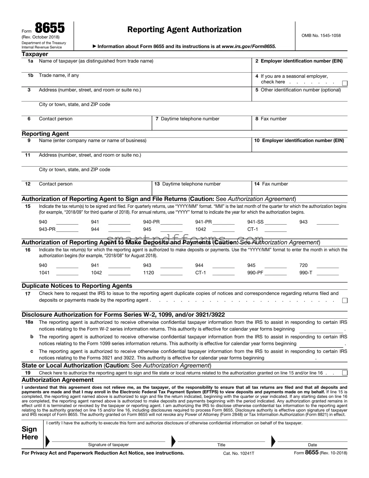 Blank IRS 8655 PDF Template