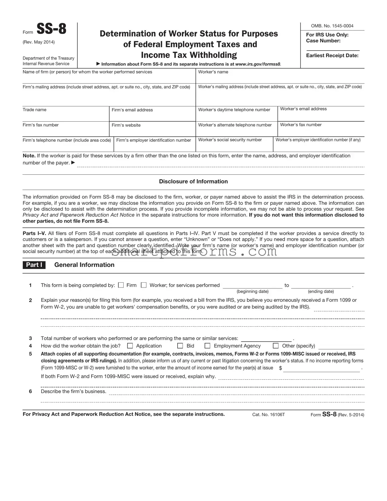 Blank IRS SS-8 PDF Template