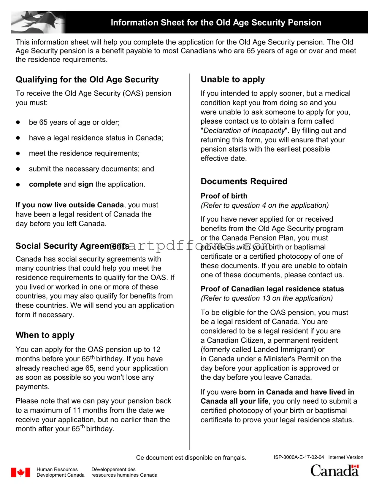 Blank Isp 3000 Oas Application PDF Template