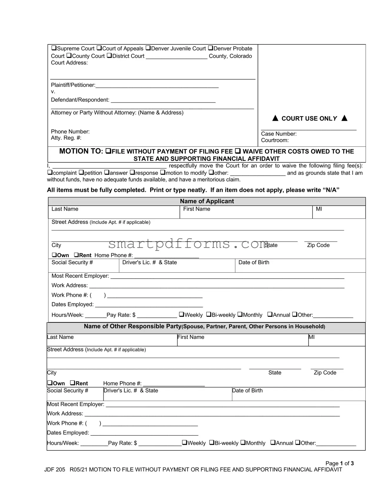 Blank Jdf 205 PDF Template