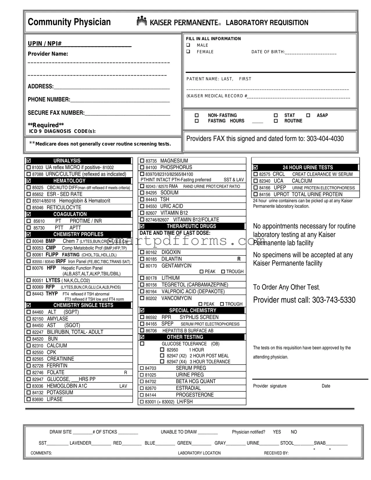 Blank Lab Requisition PDF Template