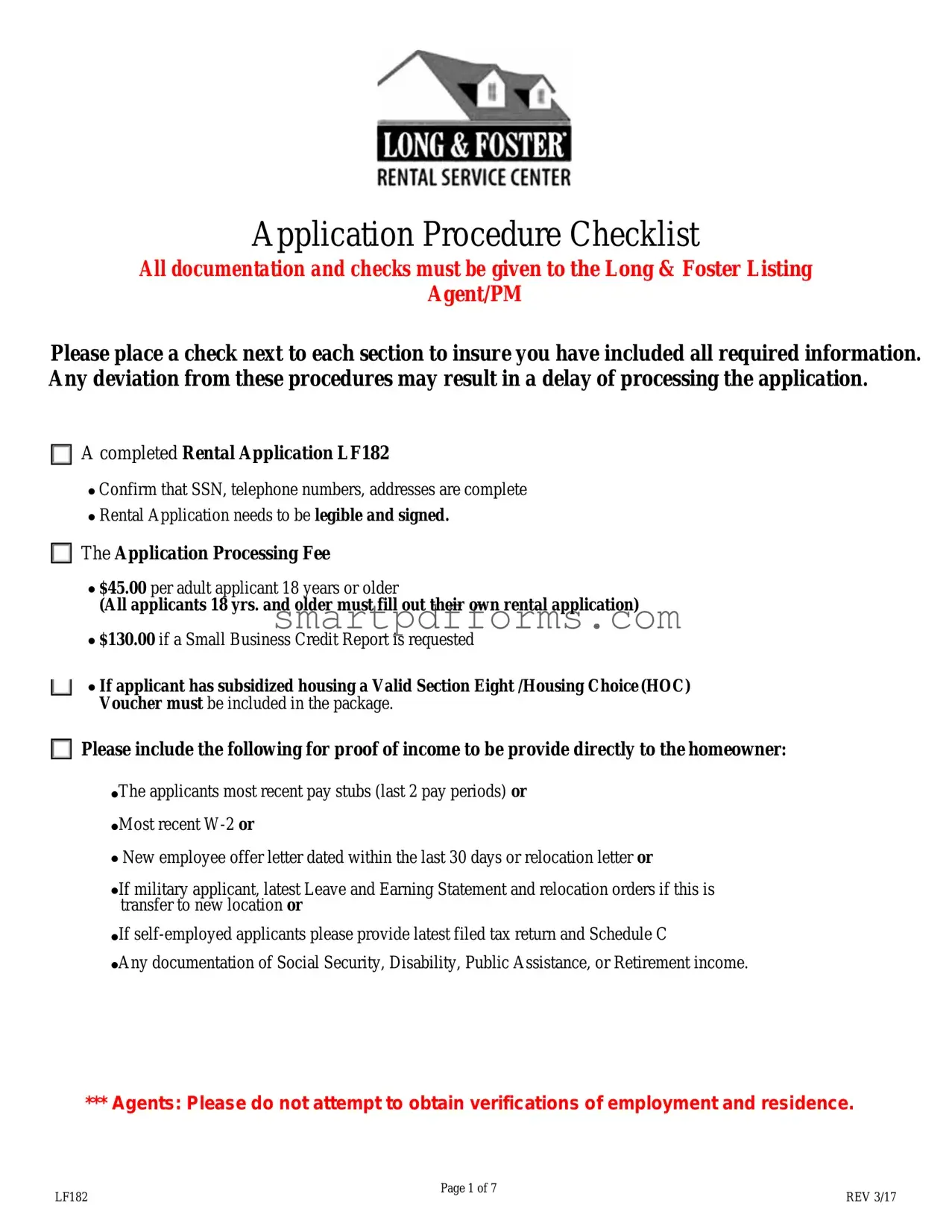Blank Long And Foster Rental Application PDF Template