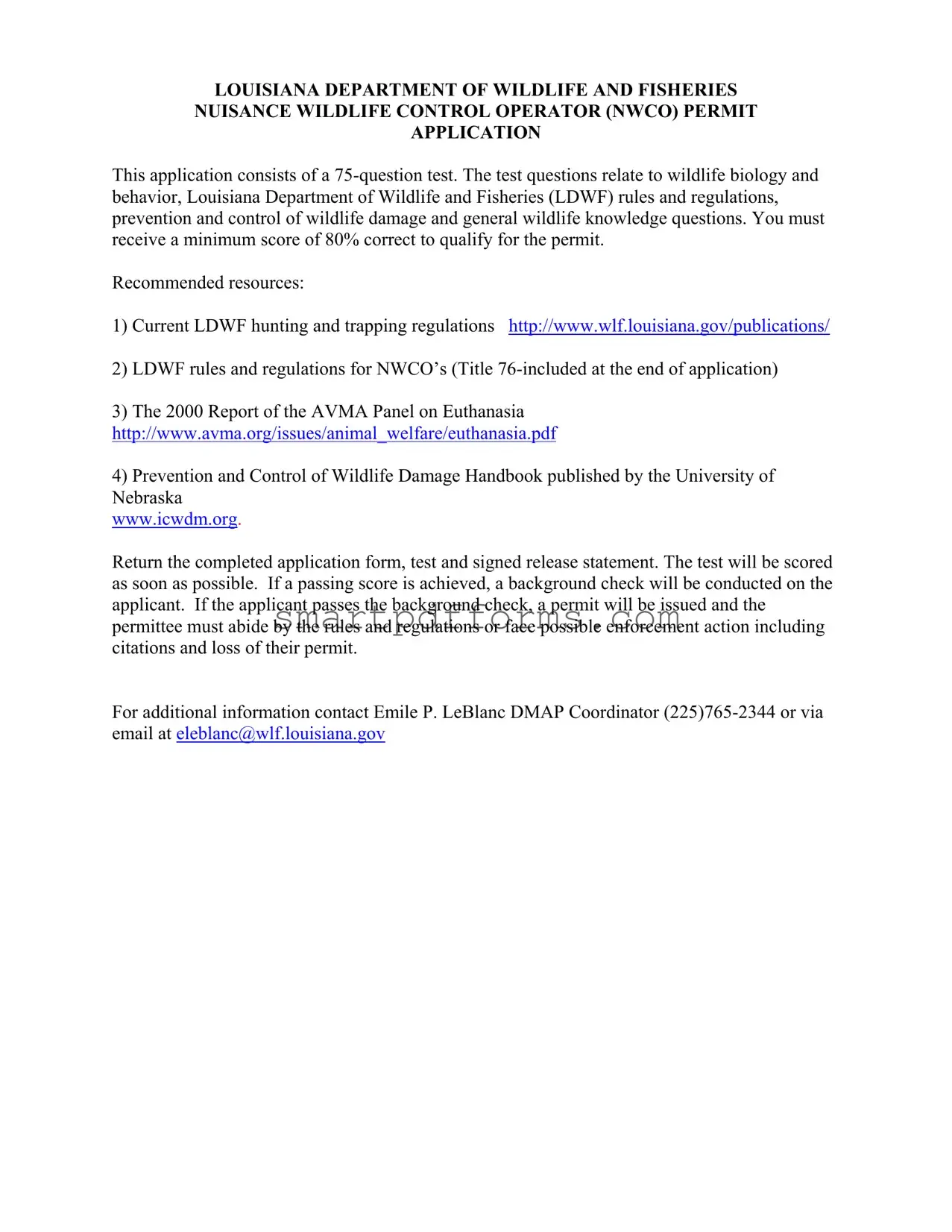 Blank Louisiana Nwco Test PDF Template