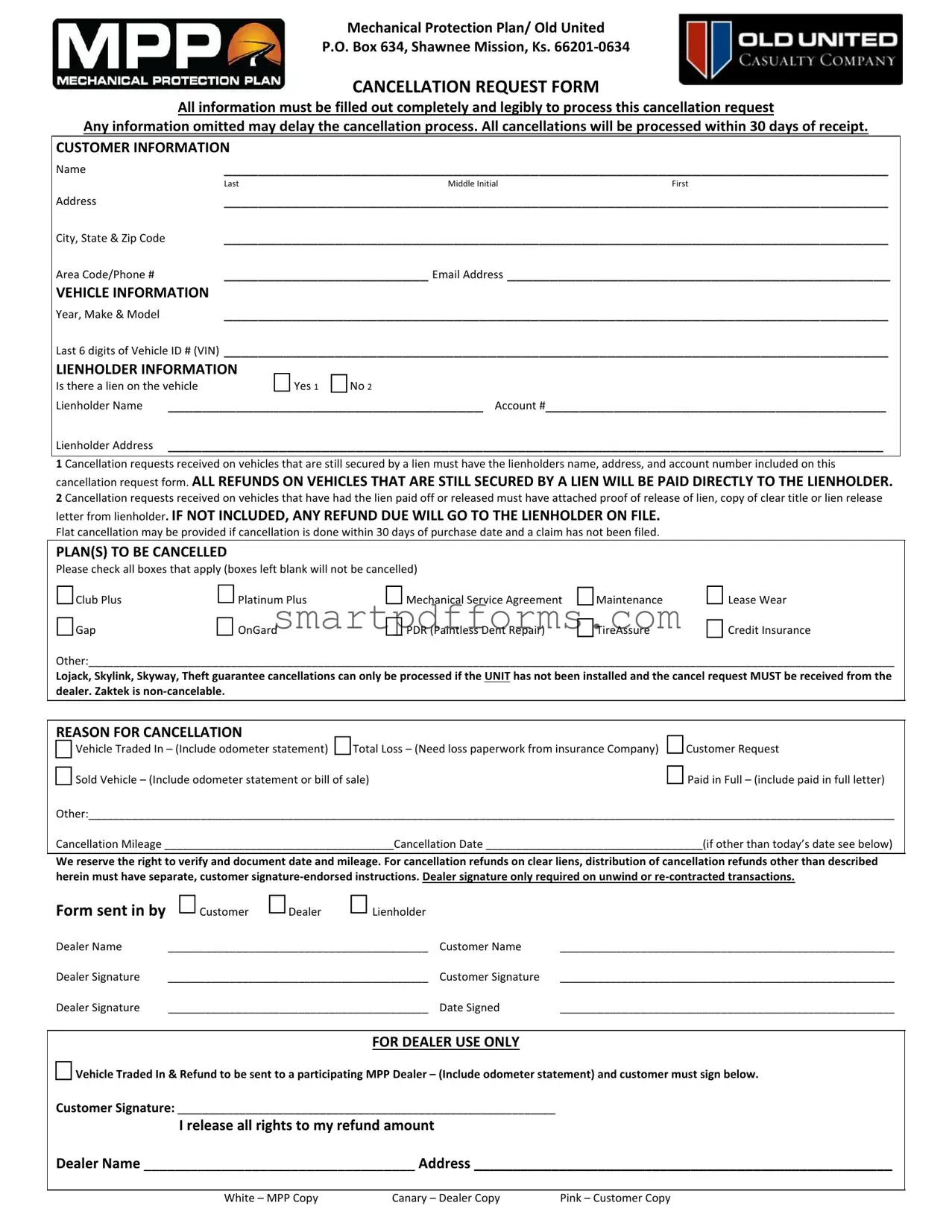Blank Mpp Cancellation PDF Template