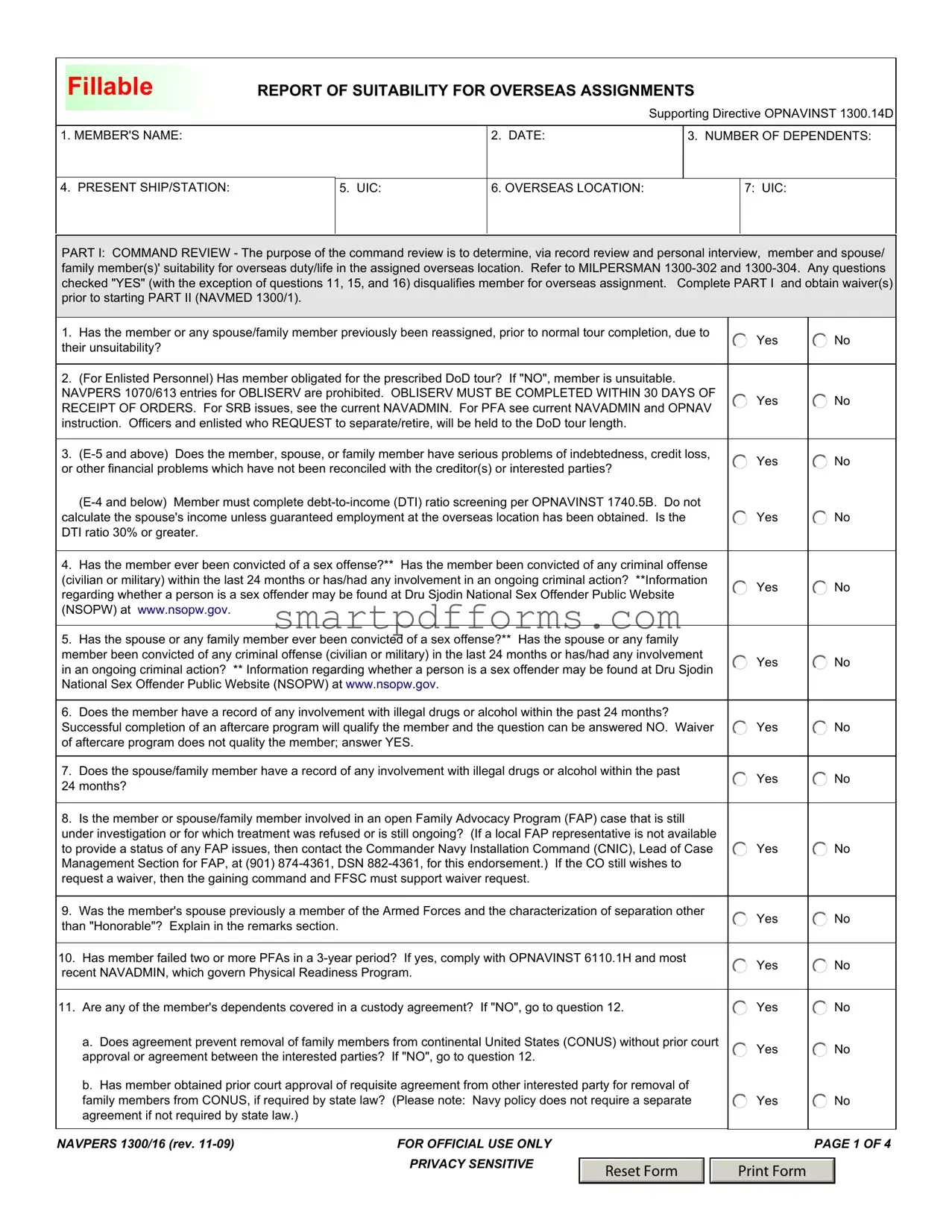 Blank Navpers 1300 16 PDF Template