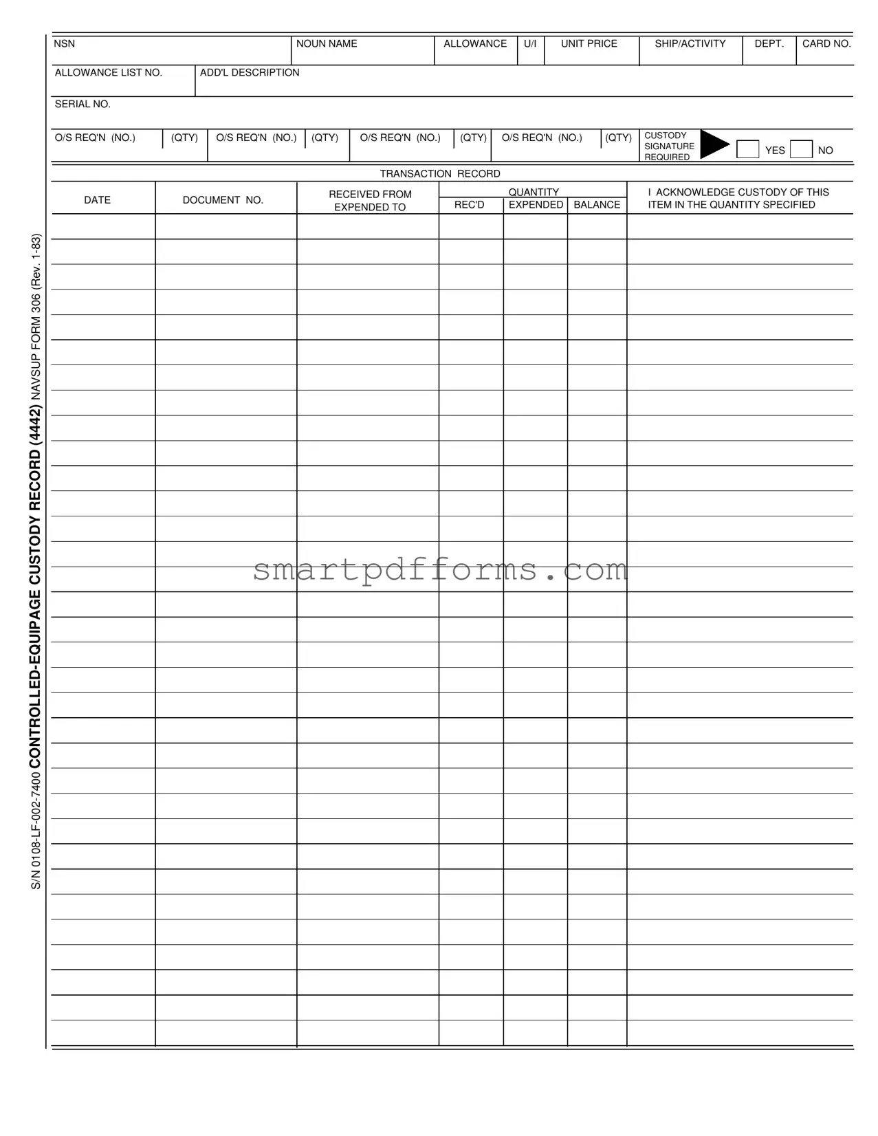 Blank Navsup 306 PDF Template