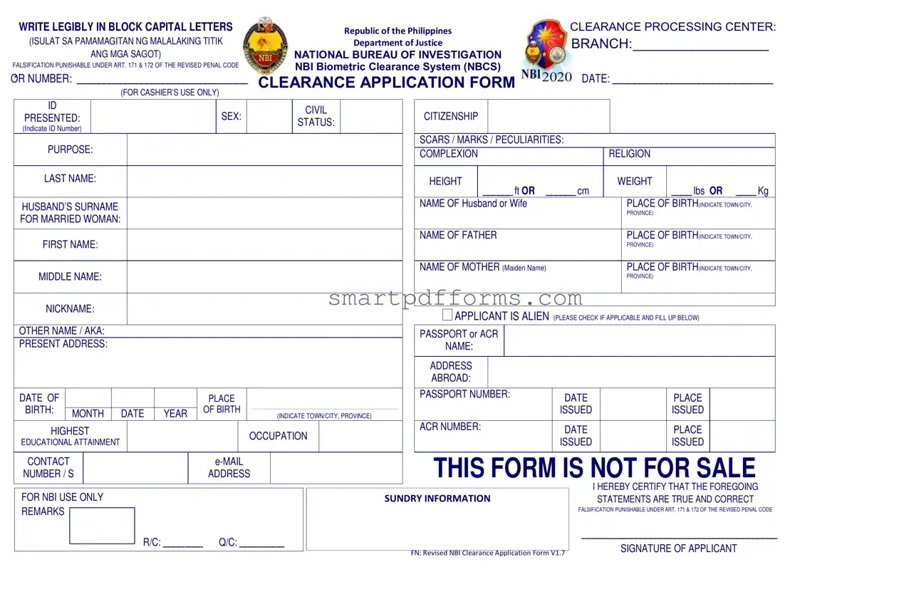 Blank Nbi Clearance PDF Template