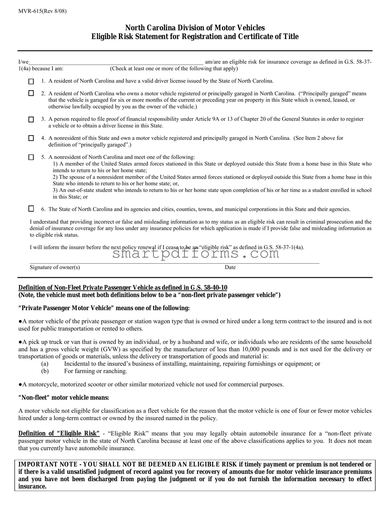 Blank Nc Mvr 615 PDF Template