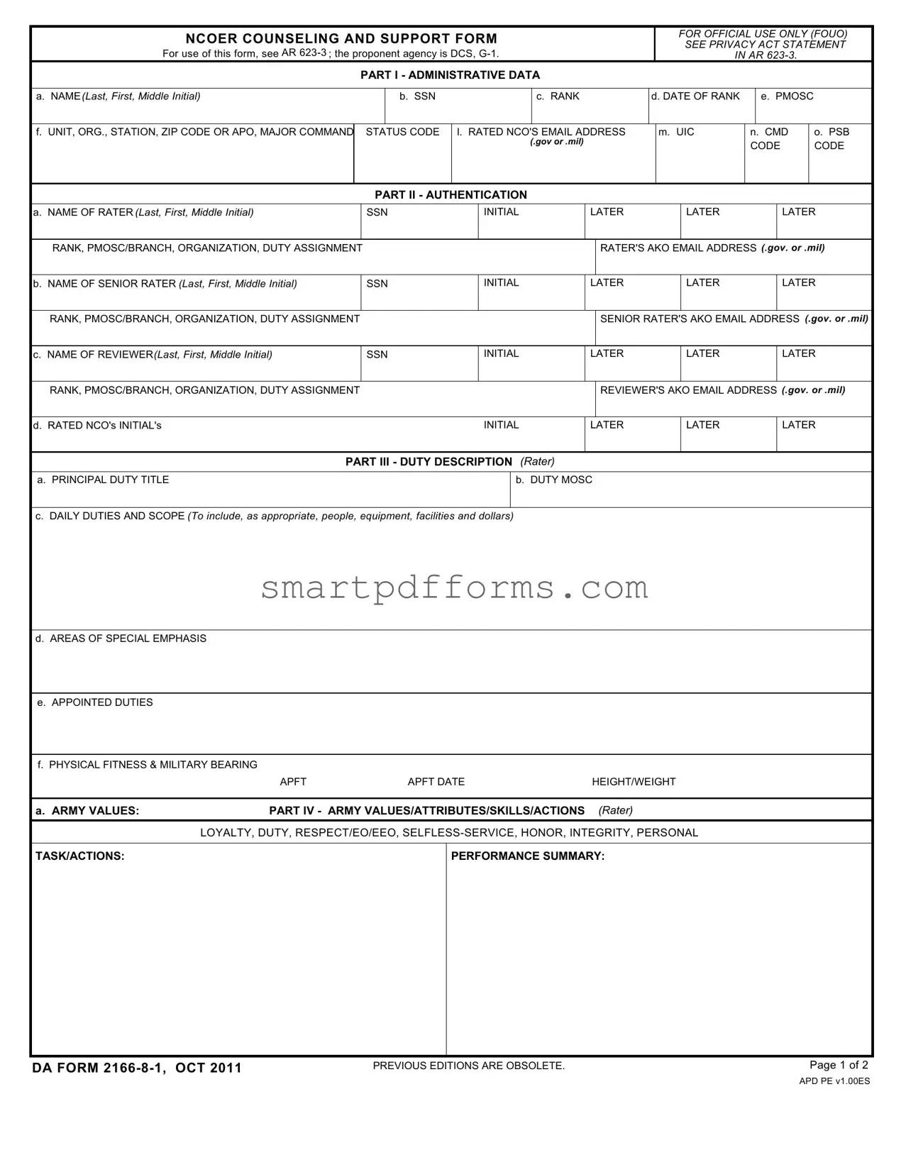Blank Da 2166 8 1 PDF Template