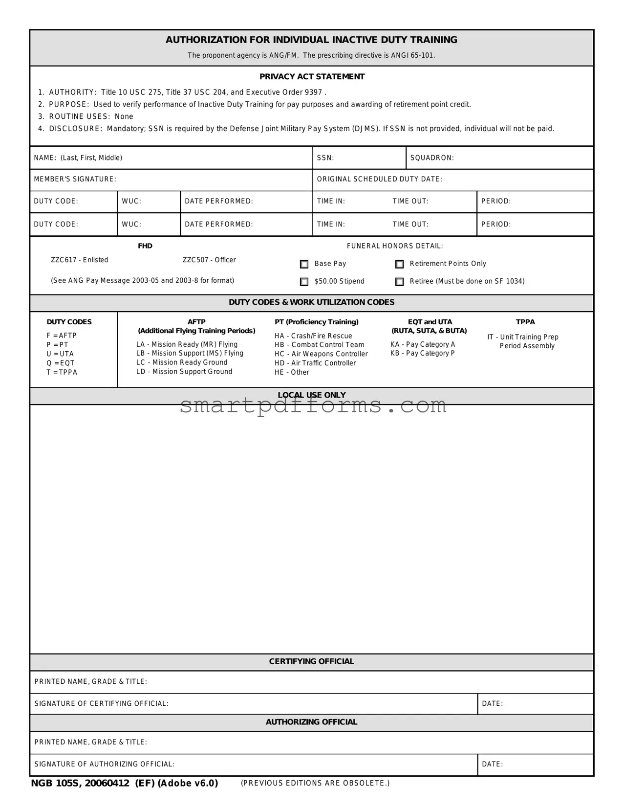 Blank Ngb 105 S PDF Template