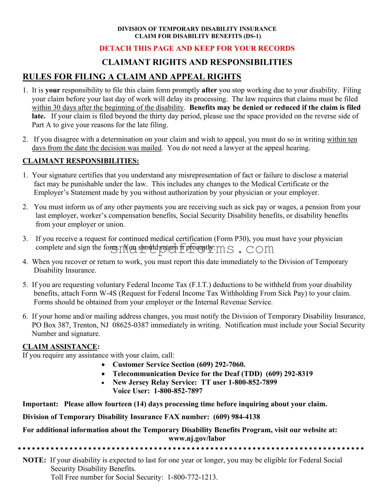 Blank Nj Temporary Disability PDF Template