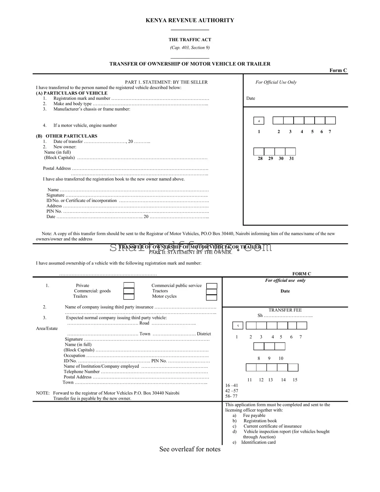 Blank Ntsa Motor Vehicle Transfer PDF Template