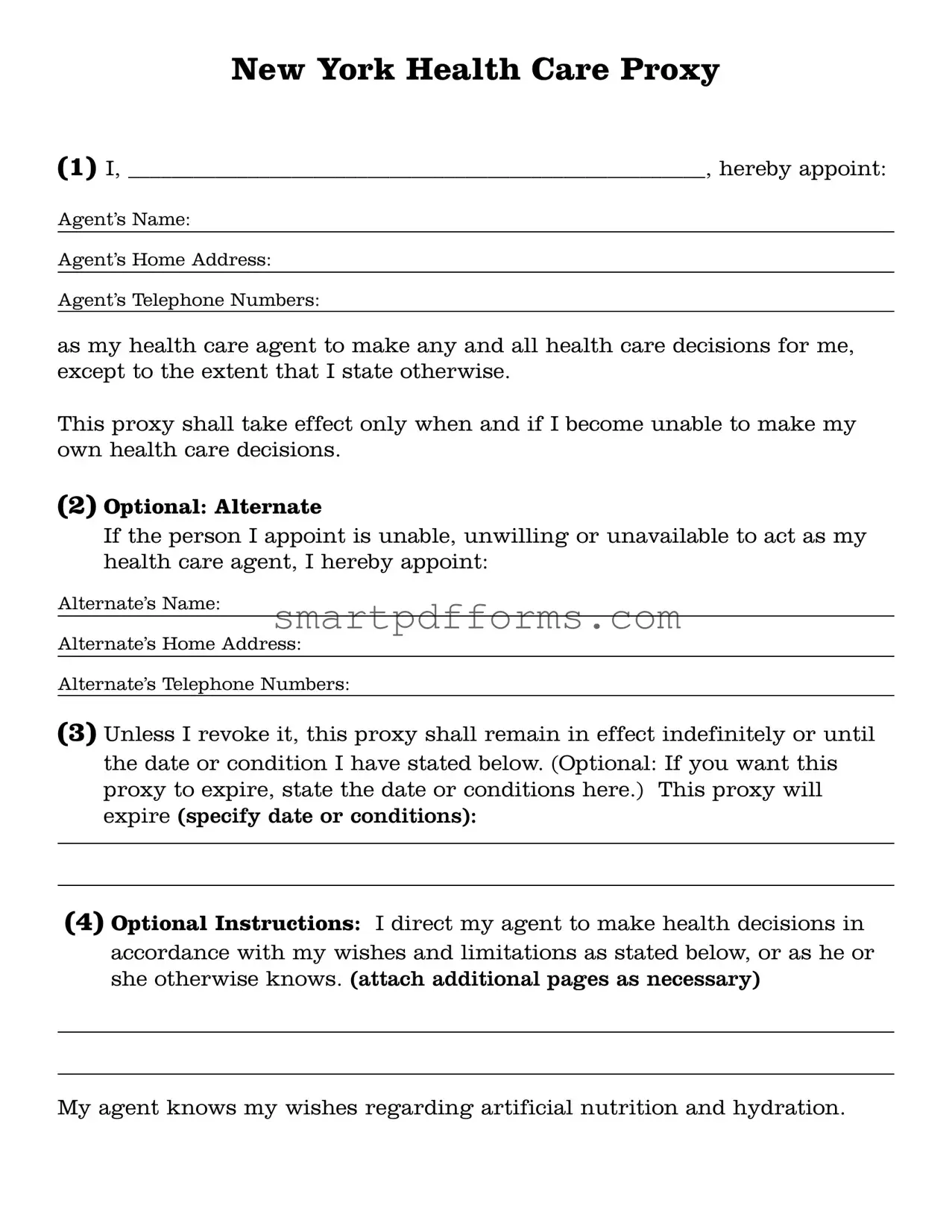 Blank Ny Health Proxy PDF Template