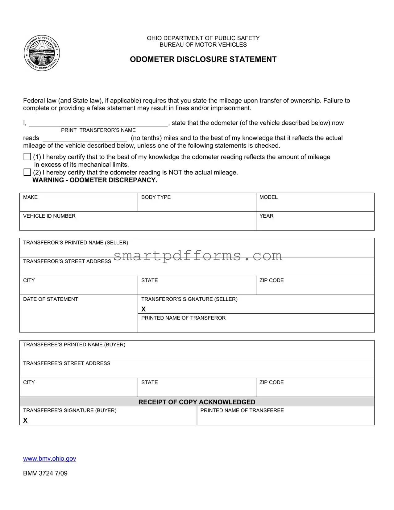 Blank Ohio Department Of Public Safety PDF Template