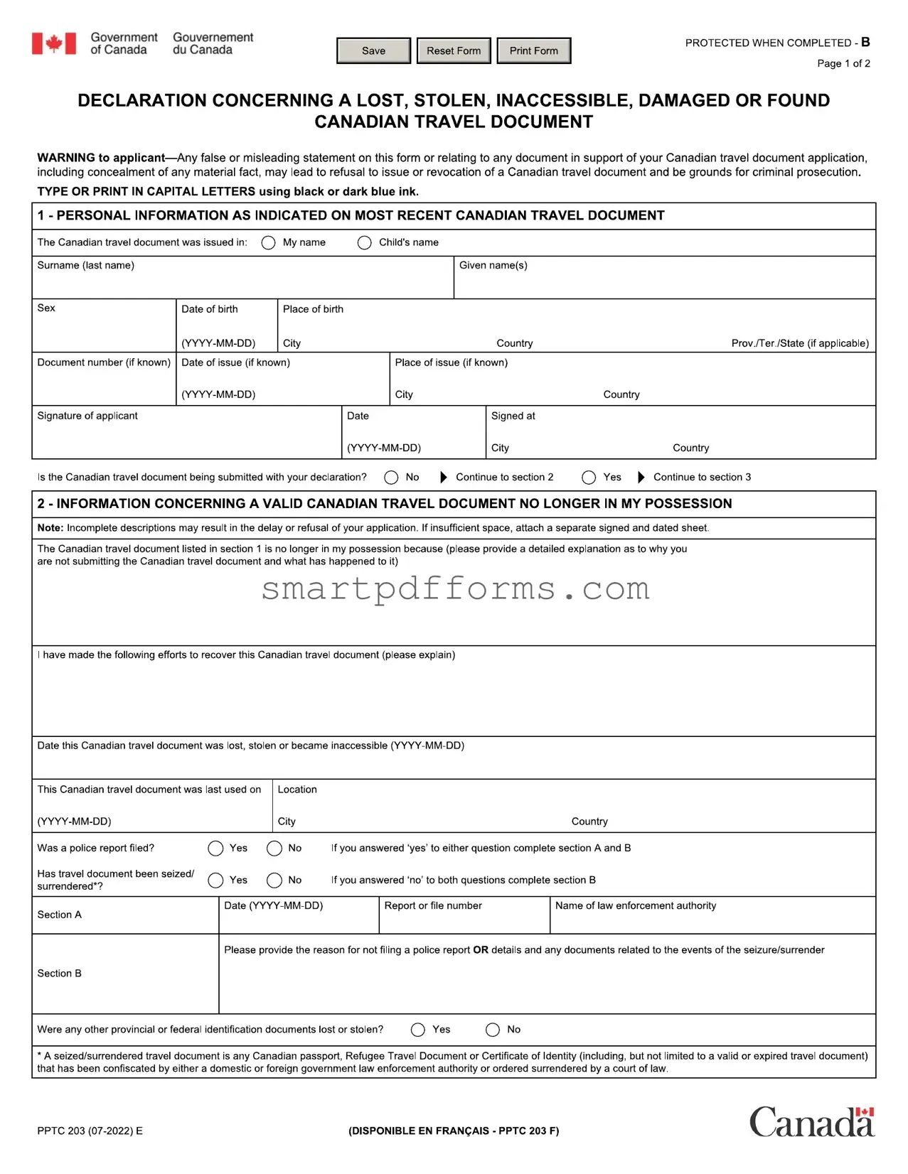 Blank Pptc 203 PDF Template