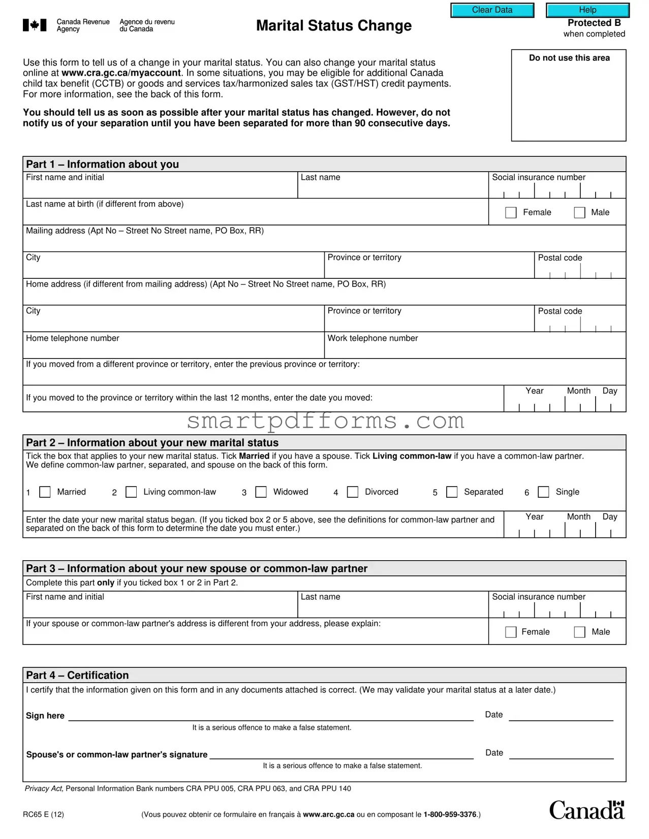 Blank Rc65 E Canada PDF Template