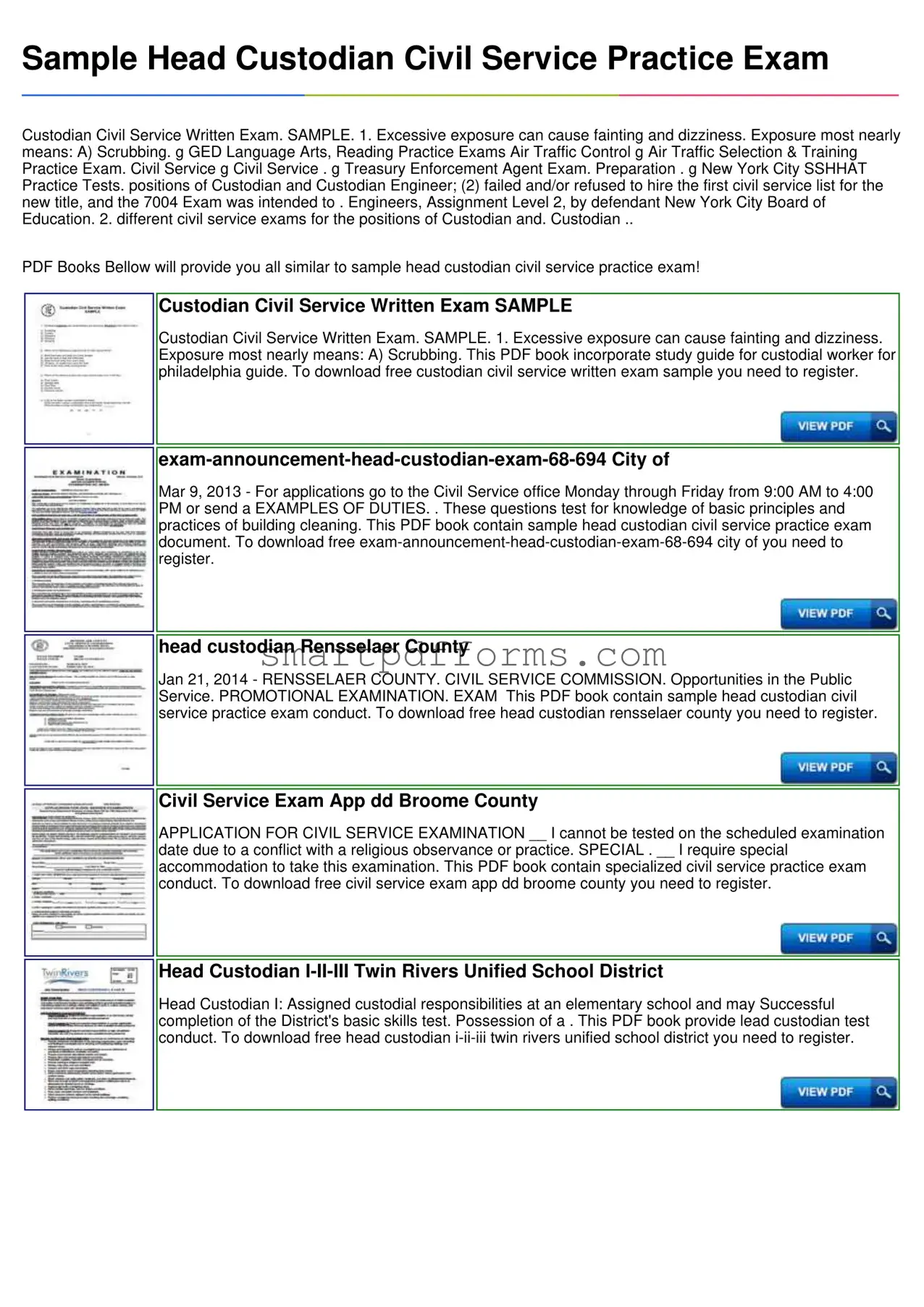 Blank Sample Custodian Test PDF Template