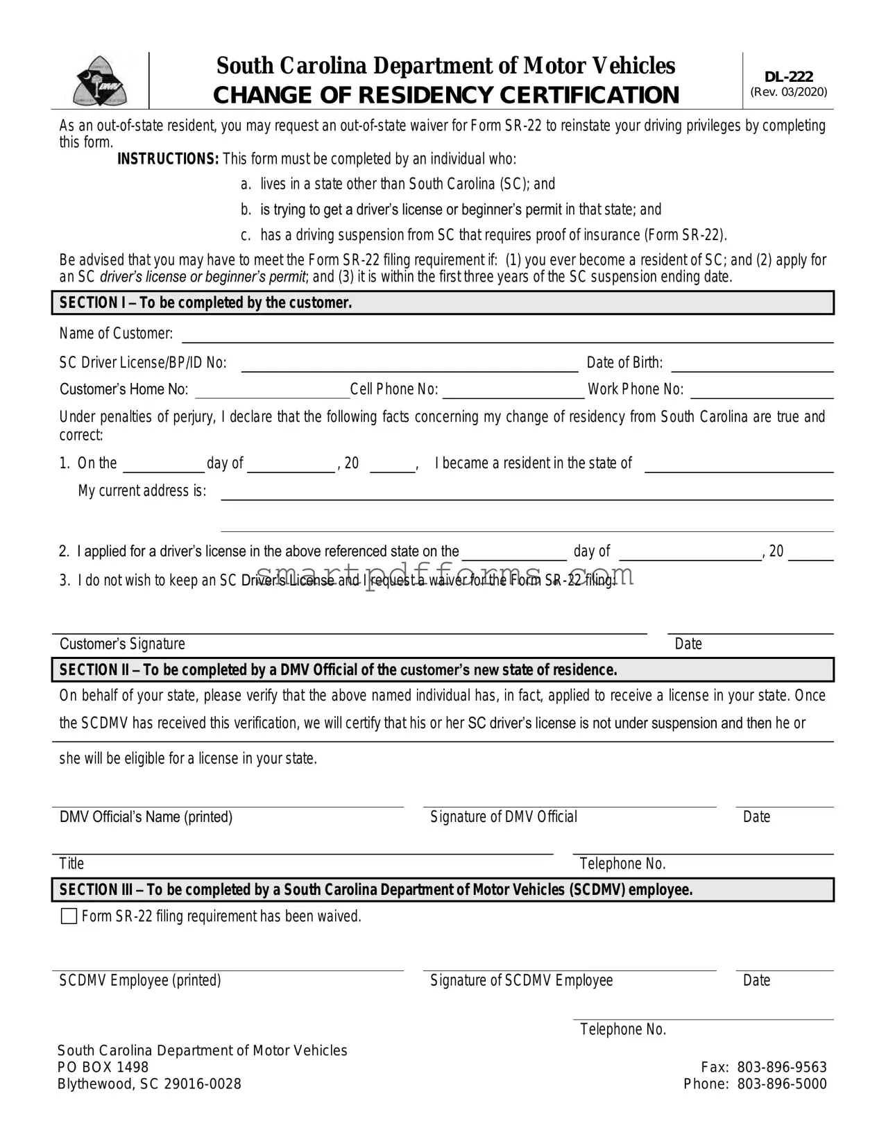 Blank Sc Dl 222 PDF Template