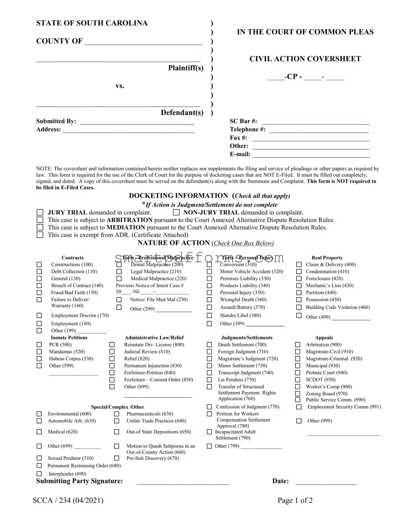 Blank Scca 234 PDF Template