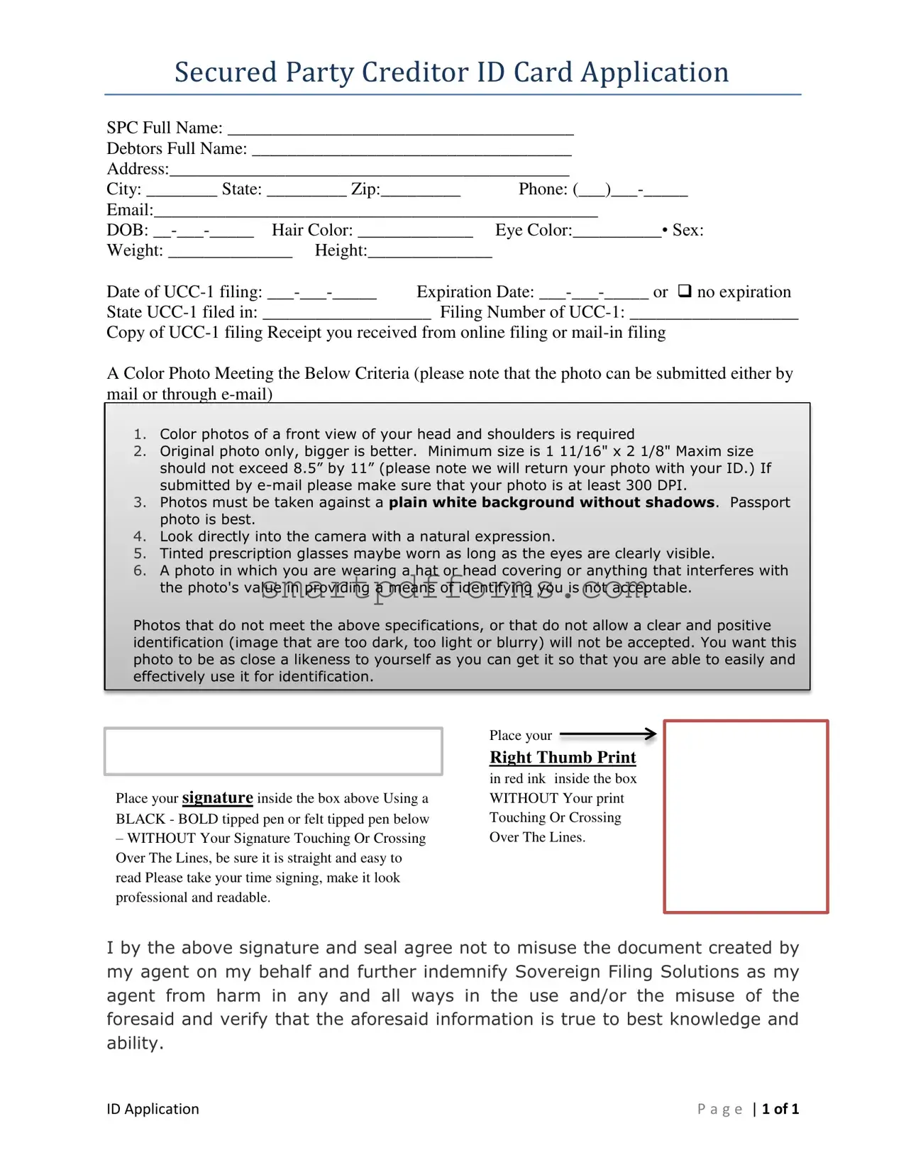 Blank Secure Party Creditor PDF Template