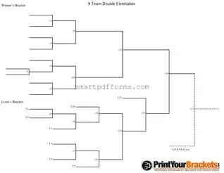 Blank 9 Team Double Elimination Bracket PDF Template