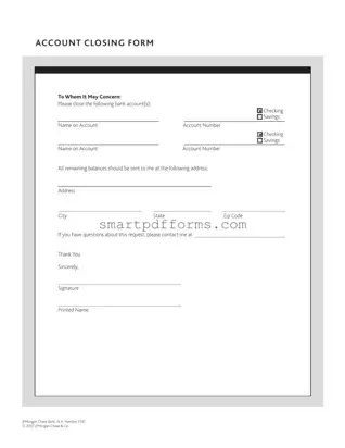 Blank Account Closing PDF Template