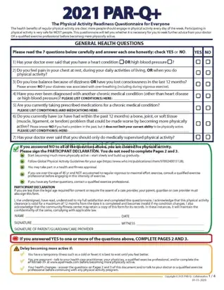 Blank Activity Parq PDF Template