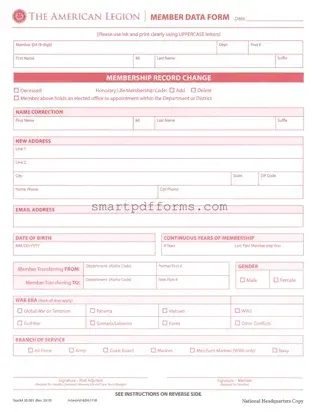 Blank American Legion Transfer PDF Template