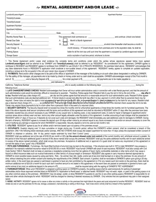 Blank Aoa Rental Agreement PDF Template