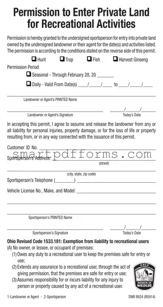 Blank Application For Hunting Permission PDF Template