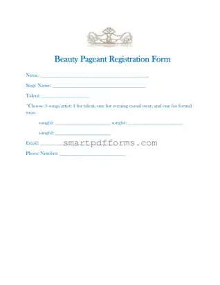 Blank Beauty Pageant Registration PDF Template