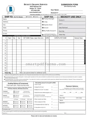 Blank Beckett Grading PDF Template