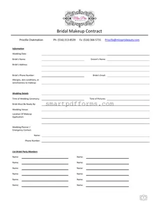 Blank Bridal Makeup Contract PDF Template
