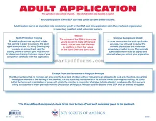 Blank Bsa Adult Application PDF Template