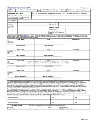 Blank Business Signature Card PDF Template
