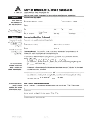 Blank Calpers Retirement Application PDF Template