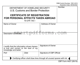 Blank Cbp 4457 PDF Template
