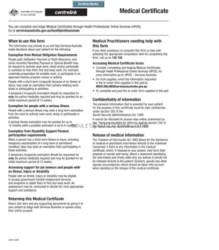 Blank Centrelink Medical Certificate PDF Template