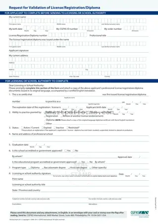 Blank Cgfns Validation License PDF Template