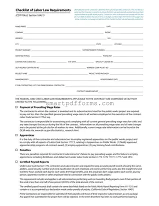 Blank Checklist Labor Law PDF Template